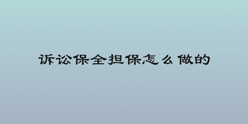诉讼保全担保怎么做的