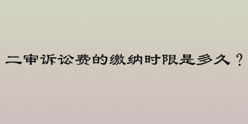 二审诉讼费的缴纳时限是多久？