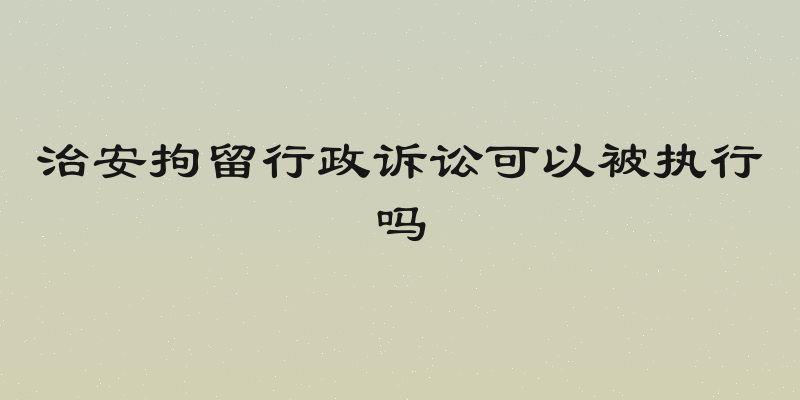 治安拘留行政诉讼可以被执行吗