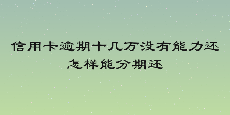信用卡逾期十几万没有能力还怎样能分期还