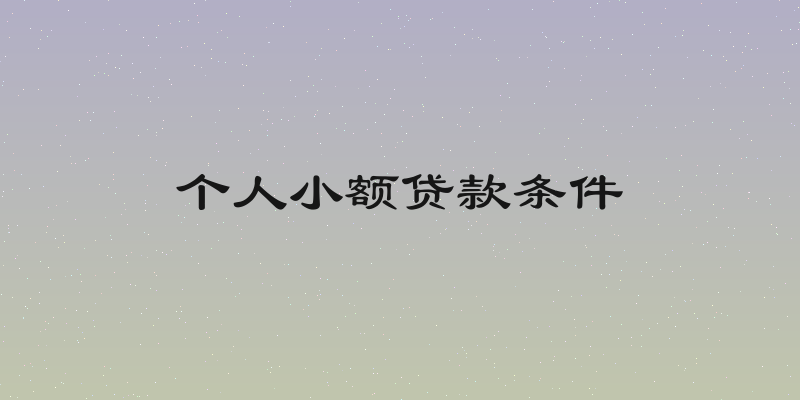 个人小额贷款条件