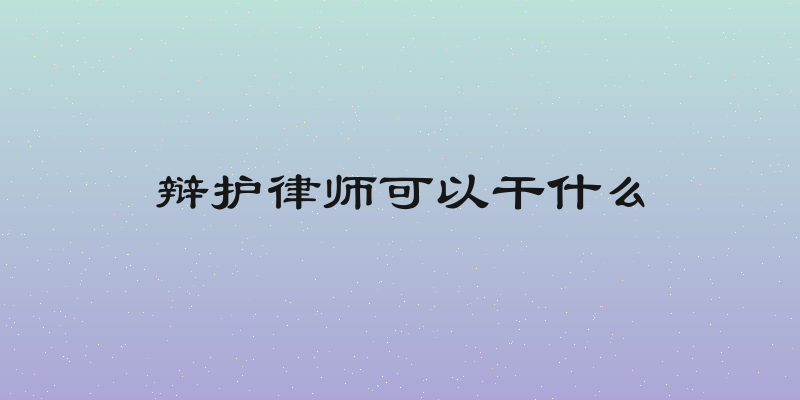 辩护律师可以干什么