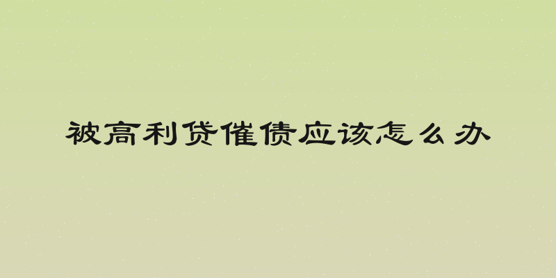 被高利贷催债应该怎么办