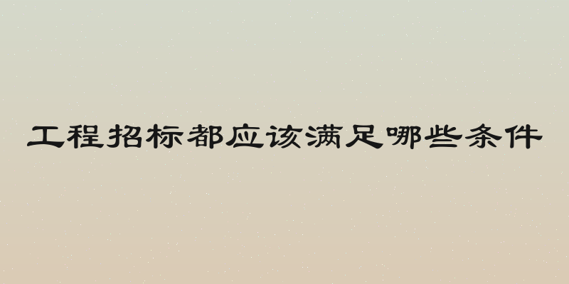工程招标都应该满足哪些条件