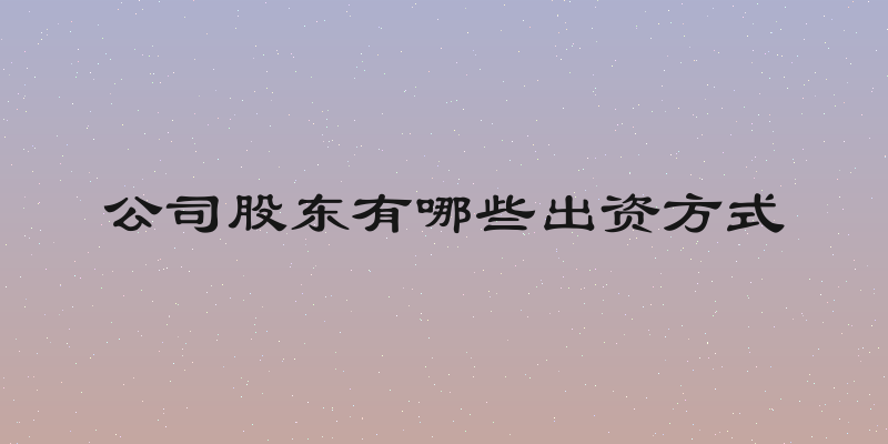 公司股东有哪些出资方式