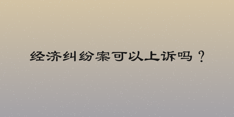 经济纠纷案可以上诉吗？