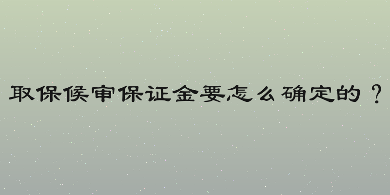取保候审保证金要怎么确定的？
