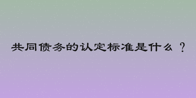 共同债务的认定标准是什么？