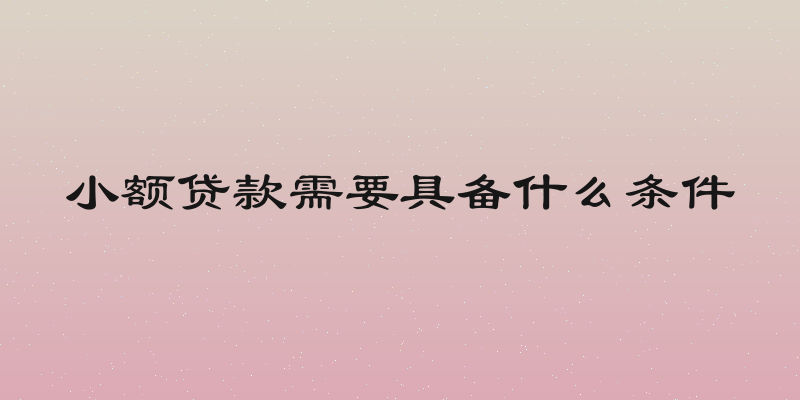 小额贷款需要具备什么条件