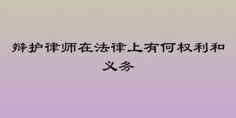 辩护律师在法律上有何权利和义务
