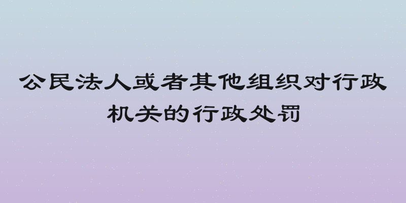 公民法人或者其他组织对行政机关的行政处罚