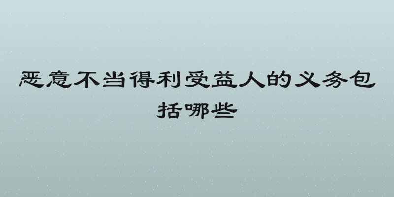 恶意不当得利受益人的义务包括哪些