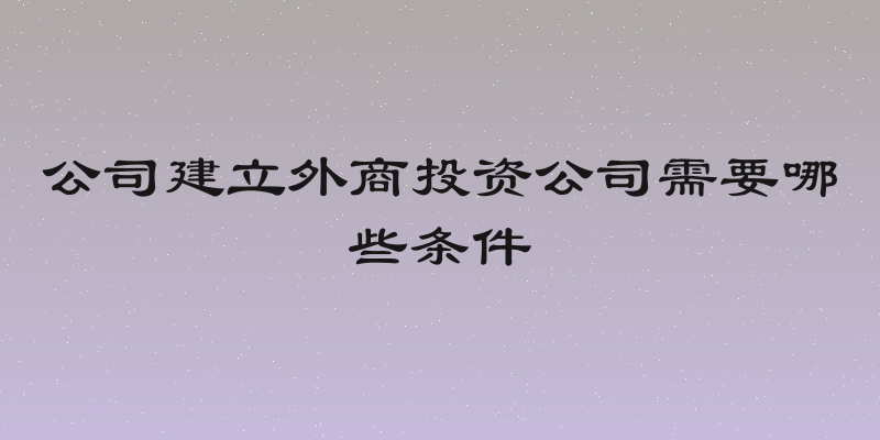 公司建立外商投资公司需要哪些条件