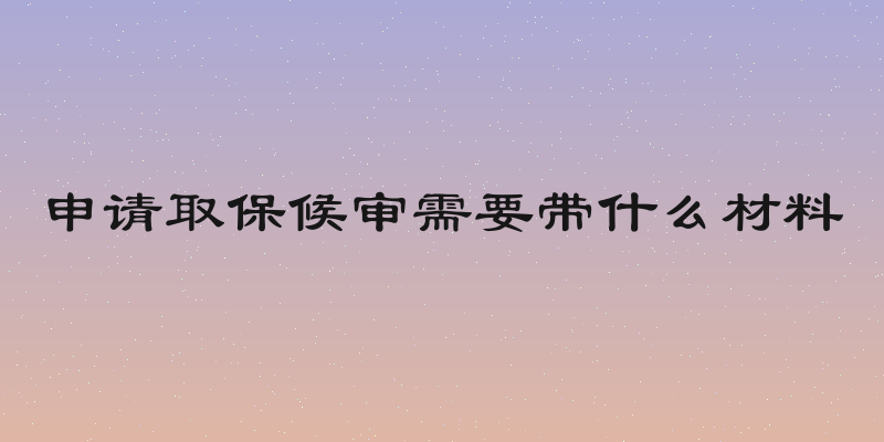 申请取保候审需要带什么材料
