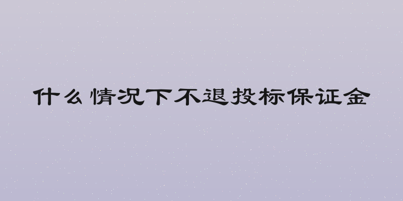 什么情况下不退投标保证金