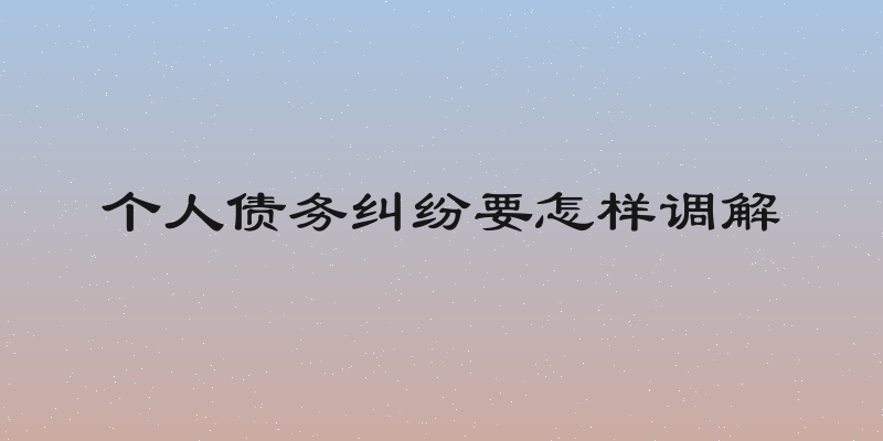 个人债务纠纷要怎样调解