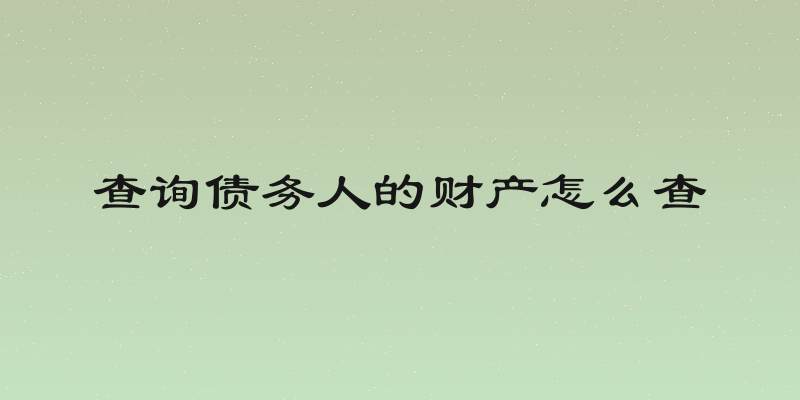 查询债务人的财产怎么查