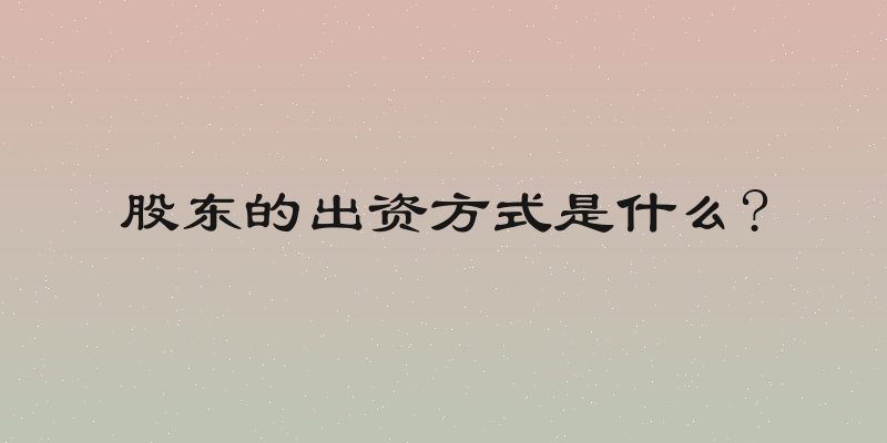 股东的出资方式是什么?