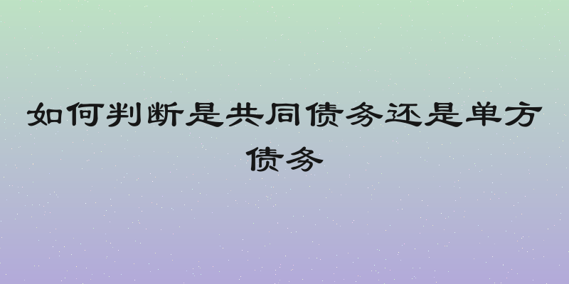 如何判断是共同债务还是单方债务