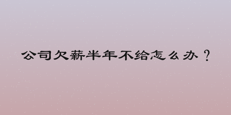 公司欠薪半年不给怎么办？