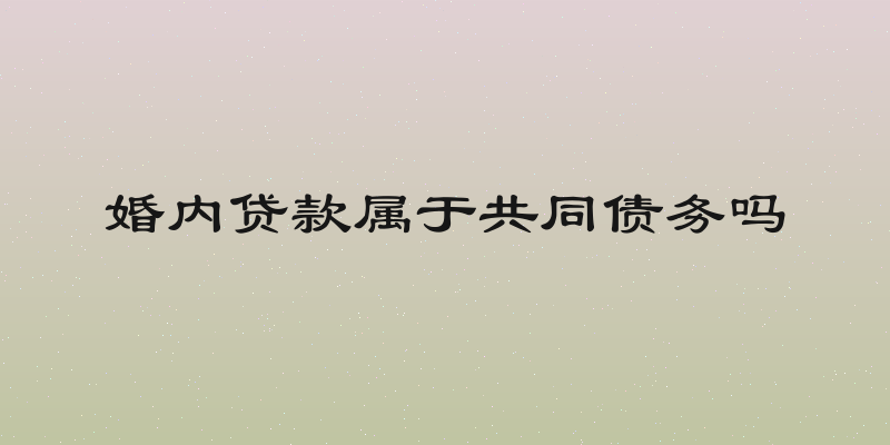 婚内贷款属于共同债务吗