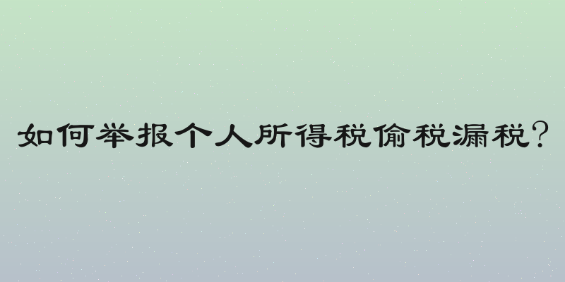 如何举报个人所得税偷税漏税?