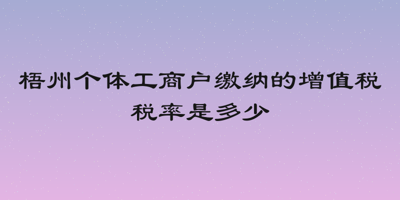 梧州个体工商户缴纳的增值税税率是多少