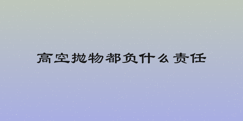 高空抛物都负什么责任