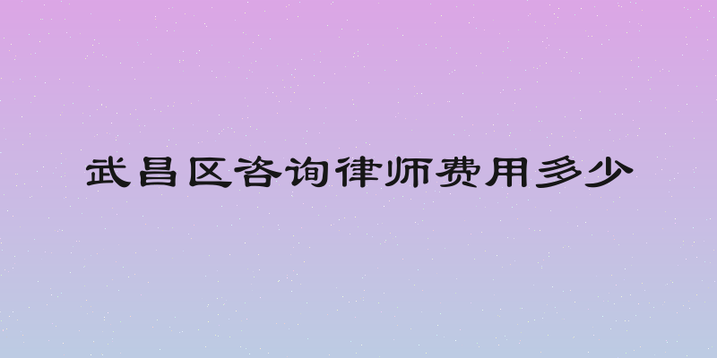 武昌区咨询律师费用多少