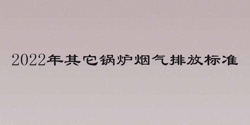 2022年其它锅炉烟气排放标准