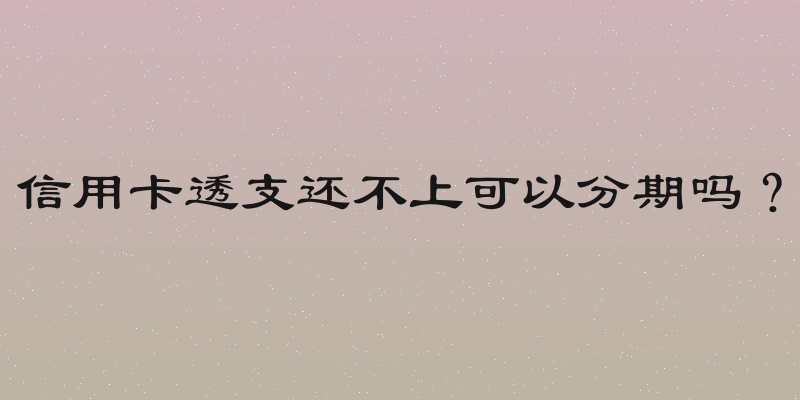 信用卡透支还不上可以分期吗？