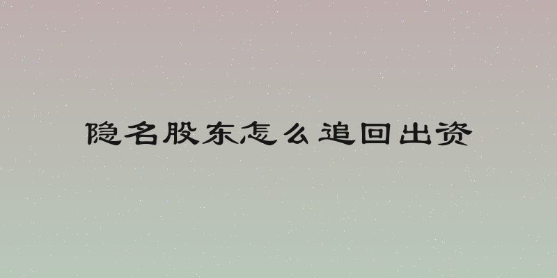 隐名股东怎么追回出资