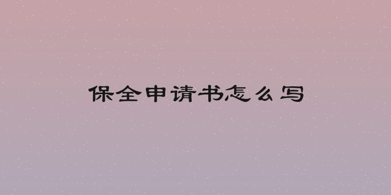 保全申请书怎么写