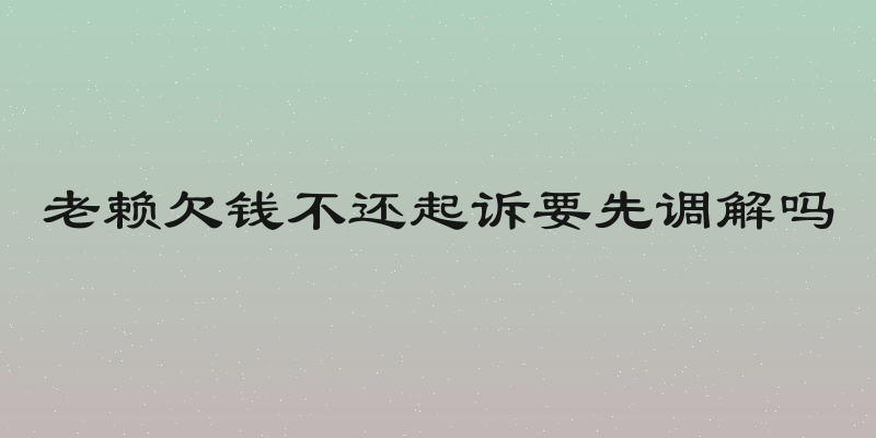 老赖欠钱不还起诉要先调解吗