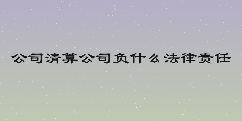 公司清算公司负什么法律责任