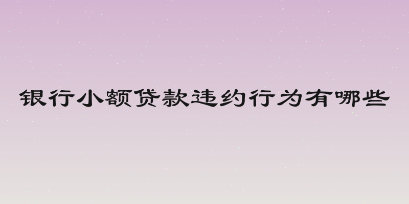 银行小额贷款违约行为有哪些