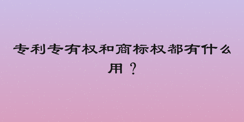 专利专有权和商标权都有什么用？
