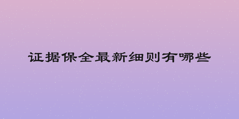 证据保全最新细则有哪些