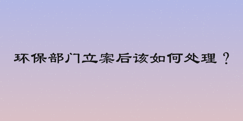 环保部门立案后该如何处理？