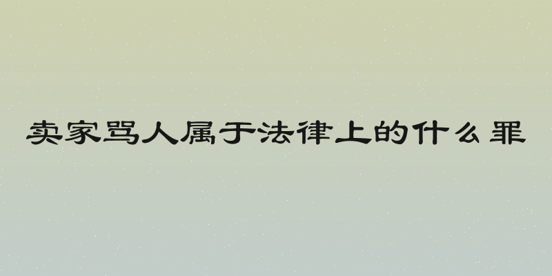 卖家骂人属于法律上的什么罪