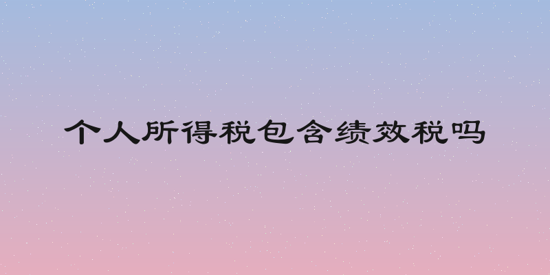 个人所得税包含绩效税吗