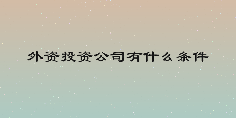 外资投资公司有什么条件