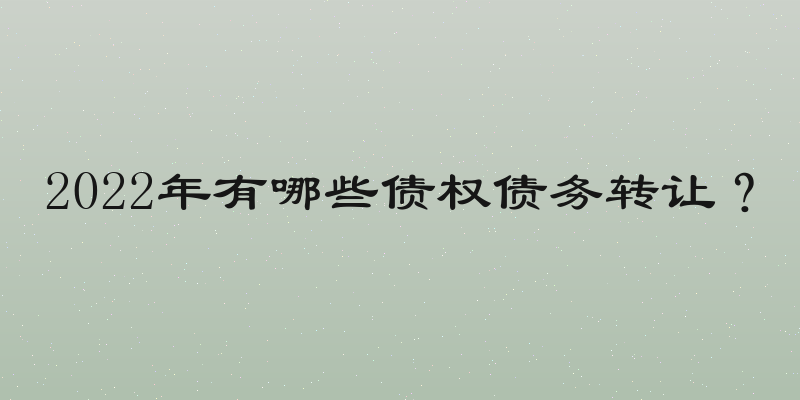 2022年有哪些债权债务转让？