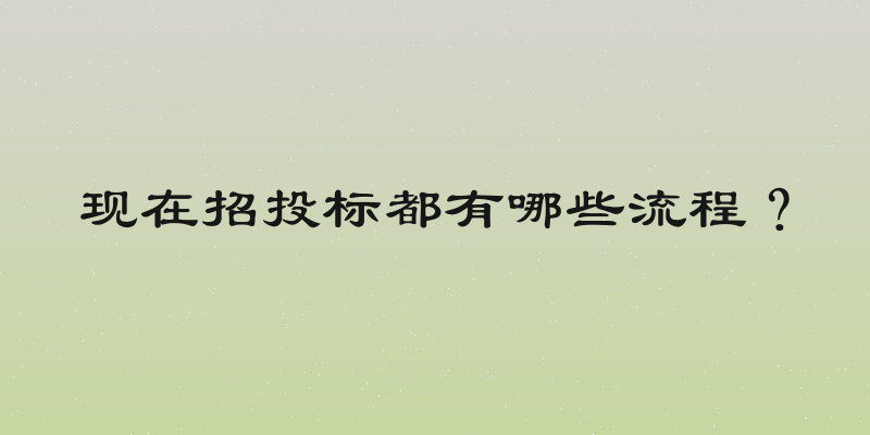 现在招投标都有哪些流程？