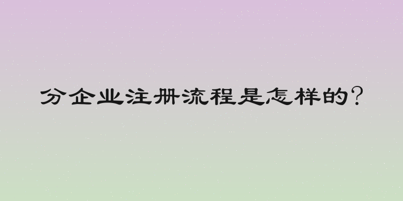 分企业注册流程是怎样的?