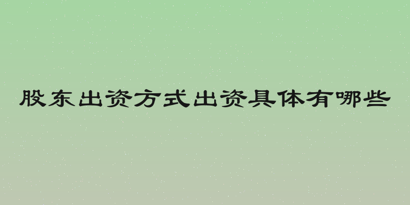 股东出资方式出资具体有哪些