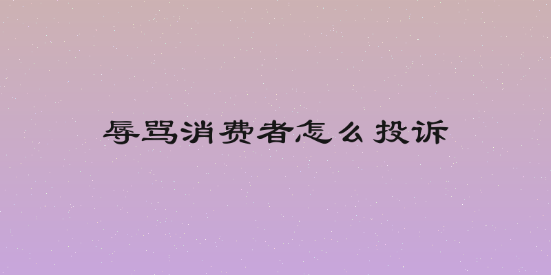 辱骂消费者怎么投诉