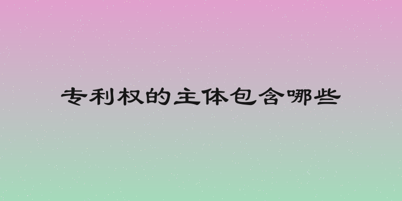 专利权的主体包含哪些