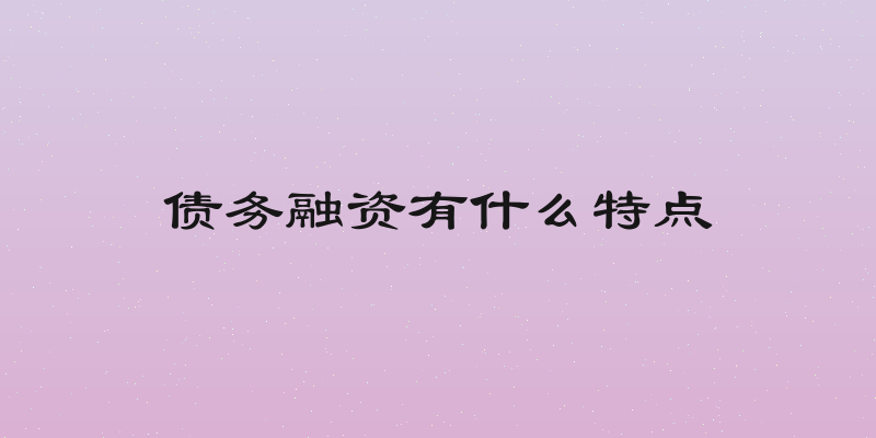 债务融资有什么特点