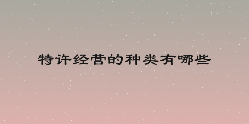 特许经营的种类有哪些